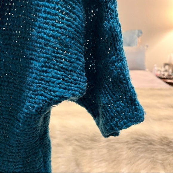 CALVIN KLEIN JEANS Small Teal Green Cowl Turtleneck Loose Knobby Knit Sweater - Picture 6 of 15